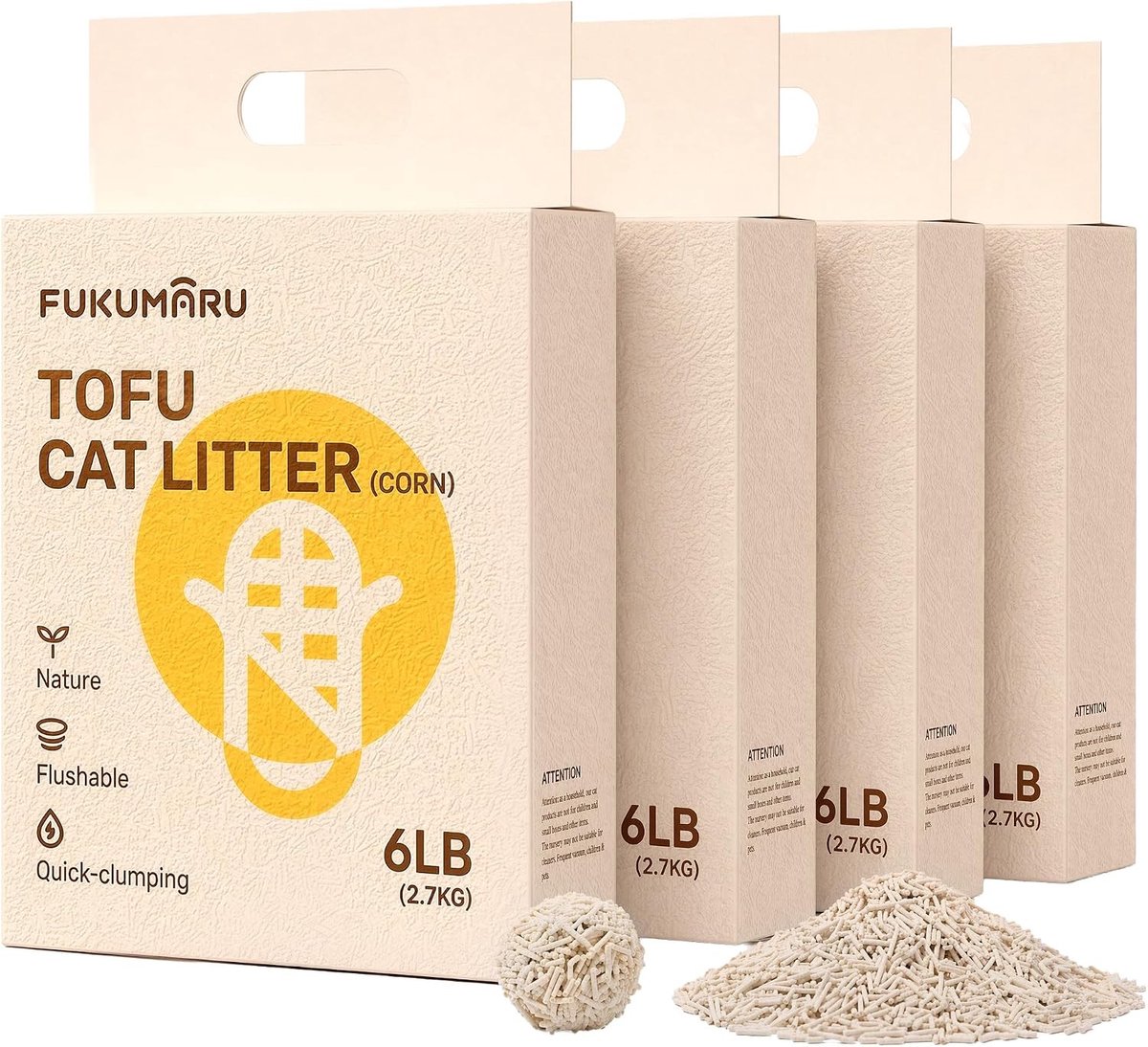 Tofu Kattenbakvulling - Gemengde Maïskorrels - Klontvormend en Stofvrij - Geurcontrole en Doorspoelbaar - Voor Katten en Huisdieren