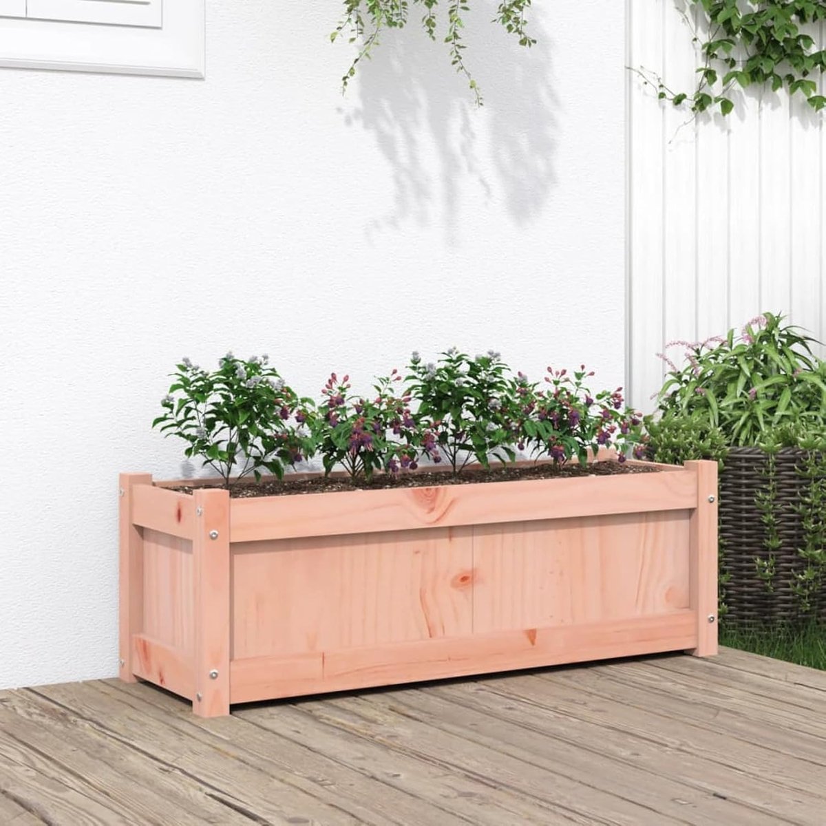 Plantenbak Hout - Tuinbak Bloembak - Groen creëren - Massief Douglas - 90x31x31 cm - Houtkleur
