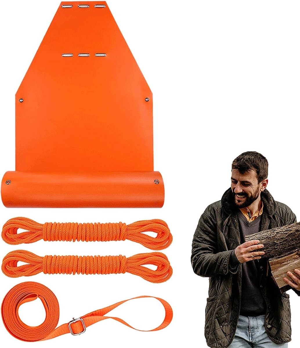Slee voor Zwaar Gewicht - Sleepriem Sjouwen - Zwaar Materiaal Vervoeren - Scheurbestendig Materiaal - 185 x 58 cm - Oranje