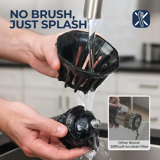 Archi Slow Juicer - Blender - Mixer - Filtervrij - 150W - Grote Vulopening - Koud Persen - Zelfreinigend - BPA-vrij - Zwart van Archi — afbeelding 3