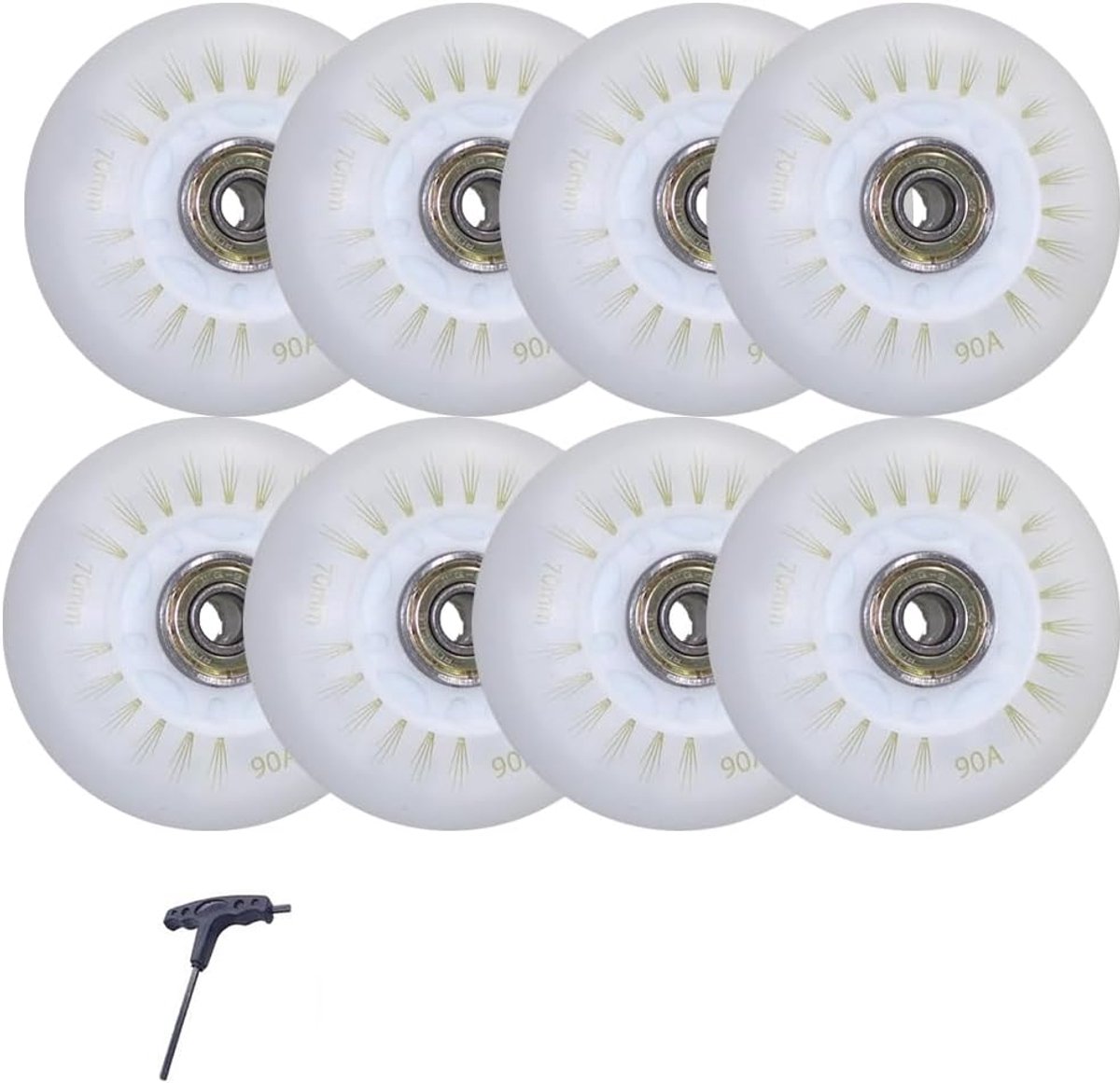 Skeeler Wielen Rolschaats Onderdelen Vrij Skaten Lichtgevend PU Materiaal 8 Pack 70mm Kleurrijk