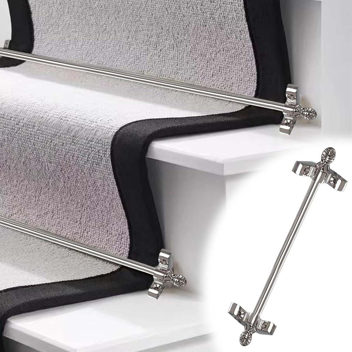 Tapijtstangen Set - Trap Bevestiging - Trappen Verfraaien - Massief Messing - 51-100 cm - Messing