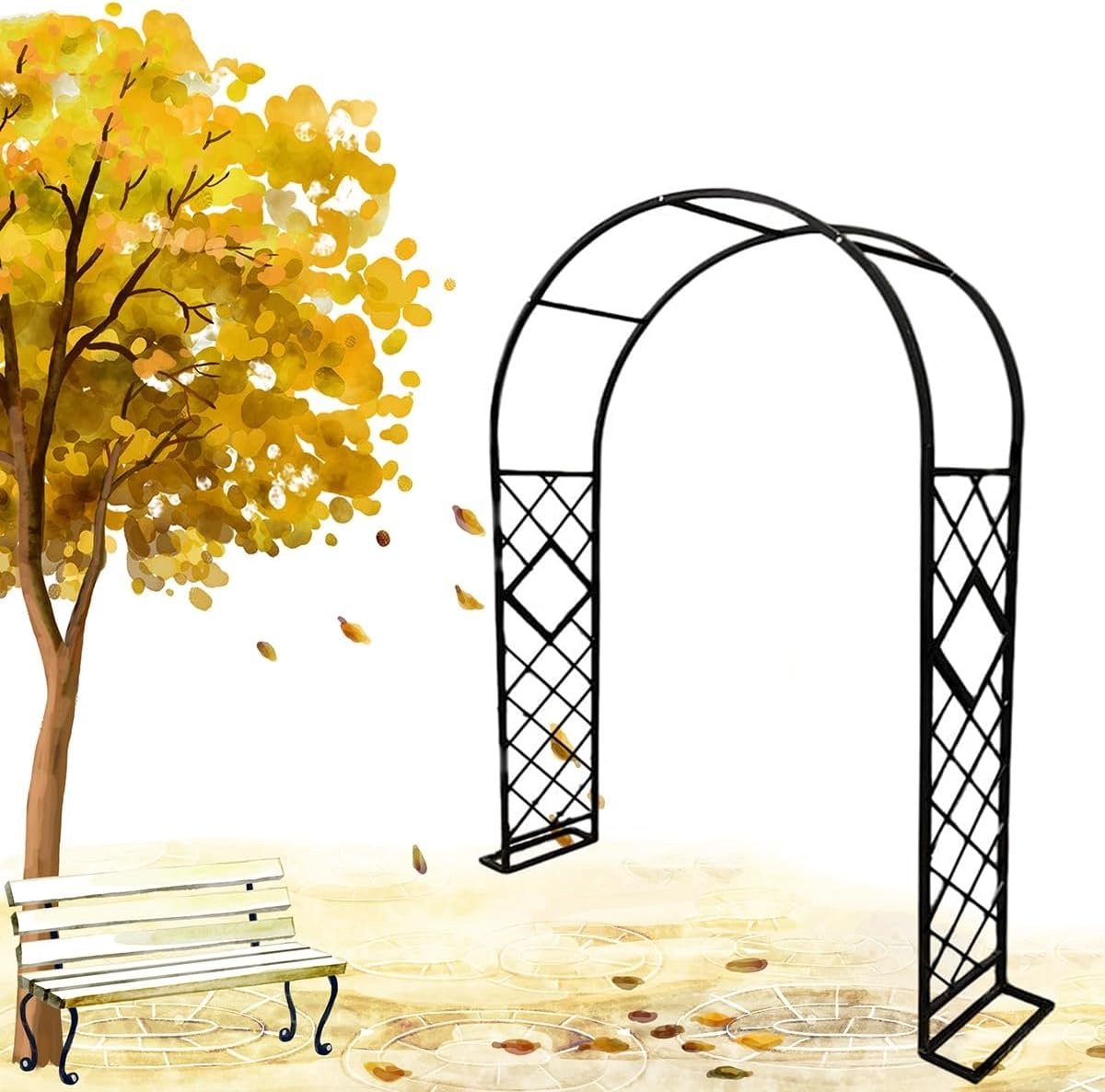 Grote Rozenboog - Tuinboog Klimplanten - Decoratieve Entree - Verzinkte Stalen Buis - 230 cm Hoog - Zwart