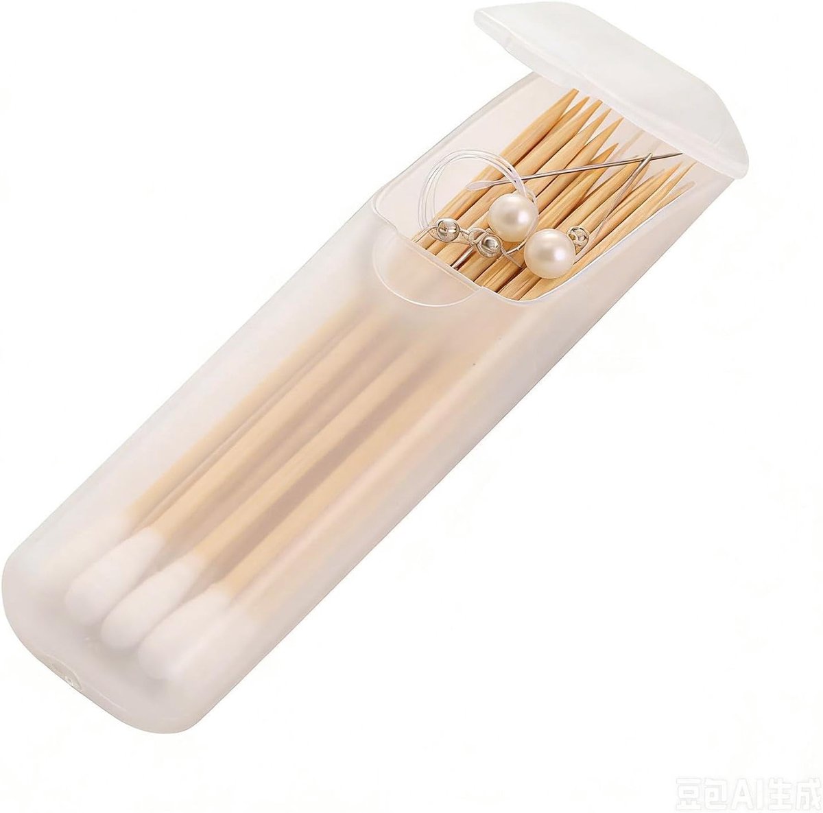 Tandenstoker Dispenser - Opbergdoos Houder - Reizen en Opslag - Halfdoorzichtig Zicht - 4 Stuks - Wit