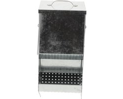 Voerbak Metaal - Hooihouder Dier - Dieren Voeren - Magnetisch Deksel - 650 ml Inhoud - Zilver