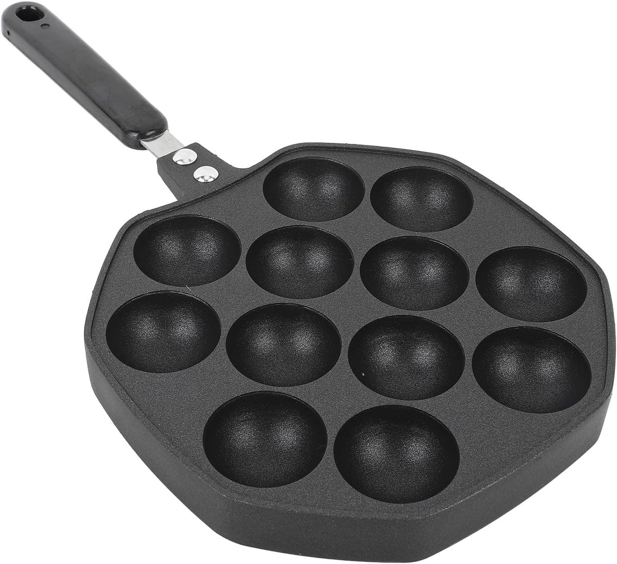 Takoyaki Pan - Octopusballetjes Maker - Japanse Snacks Maken - 12 Ronde Vormen - 345x18cm - Zwart