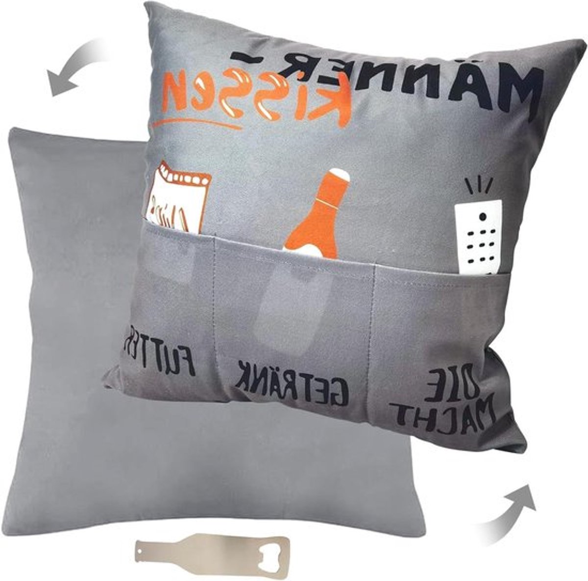 Grappig mannkussen Allecto Plus met zakjes en 45 x 45 cm