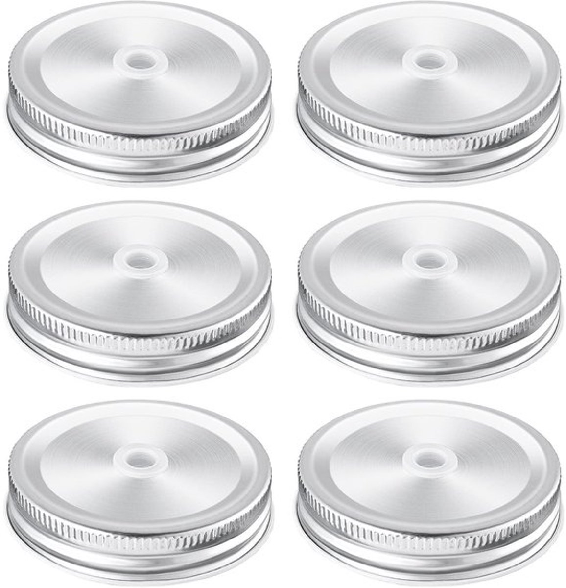 Dailygoody - Inblikkende Deksels - 6 Stuks - Geschikt voor Mason Jars - Zilver