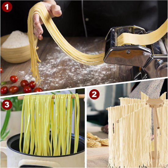 Pastadroger Hout - Pastastandaard Keuken - Zelfgemaakte Pasta - 9 Afneembare Armen - Tot 45 kg - Natuurlijk — afbeelding 4