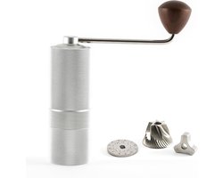 Handmatige Koffiemolen - Kegelmaalwerk Molen - Verse Koffie Malen - Precisie Maalwerk - 15 cm Hoog - Mat Zilver