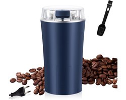 Elektrische Molen - Kruiden en Koffie - Snel Malen - Roestvrij Stalen Messen - 16.5 cm - Blauw