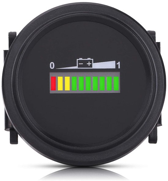 Batterij Tester - Accu Indicator - Laadstatus Monitoren - LED Digitale Meter - 12V tot 72V - Zwart