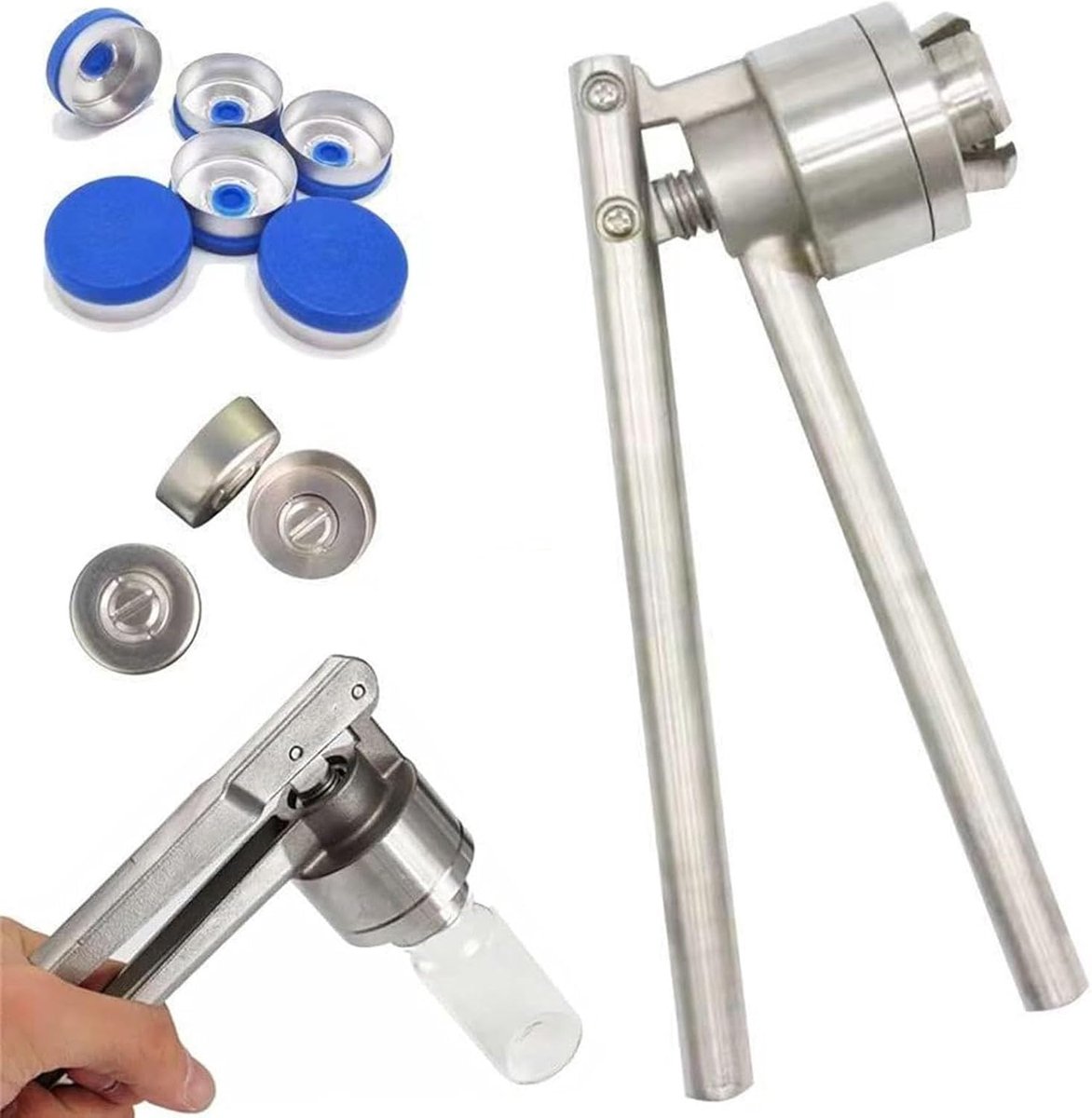 Handmatige Krimpverzegelaar Fles Dop Sluitmachine Flessen Afdichten Roestvrijstalen Constructie 13-20 mm Doppen Zilver