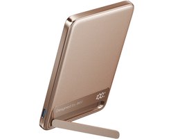 Iniu, Powerbank 5.000 mAh - Geschikt voor MagSafe - MagPro Slim Qi2 15W - Met Standaard & USB-C Kabel, Beige