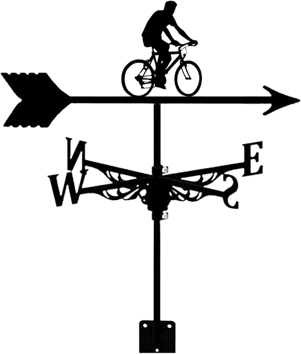 Windwijzer Fiets Silhouet - Decoratieve Windmeter - Tuindecoratie Buiten - Handgelast Metaal - 50x30 cm - Zwart