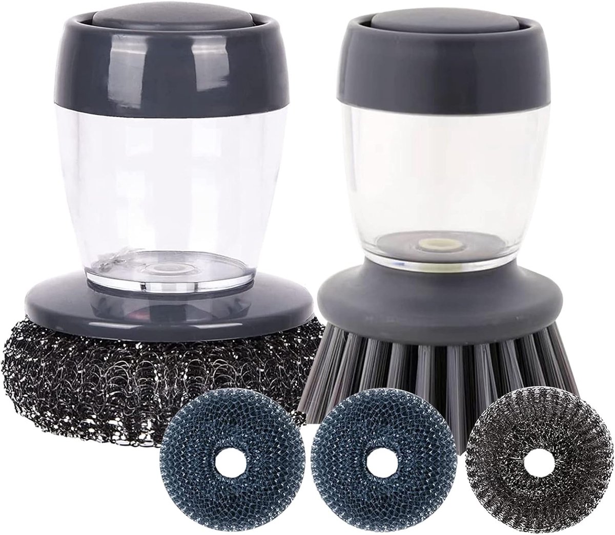 Afwasborstels met Dispenser - Keukenreinigers - Snel Aanrecht Schoon - Met Zeepdoseerder - 2 Stuks - Groen