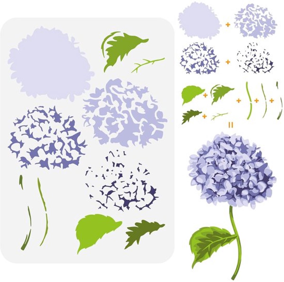 Solidchoice - Dailygoody - Gelaagd Hortensia Patroon Schilderij Stencil