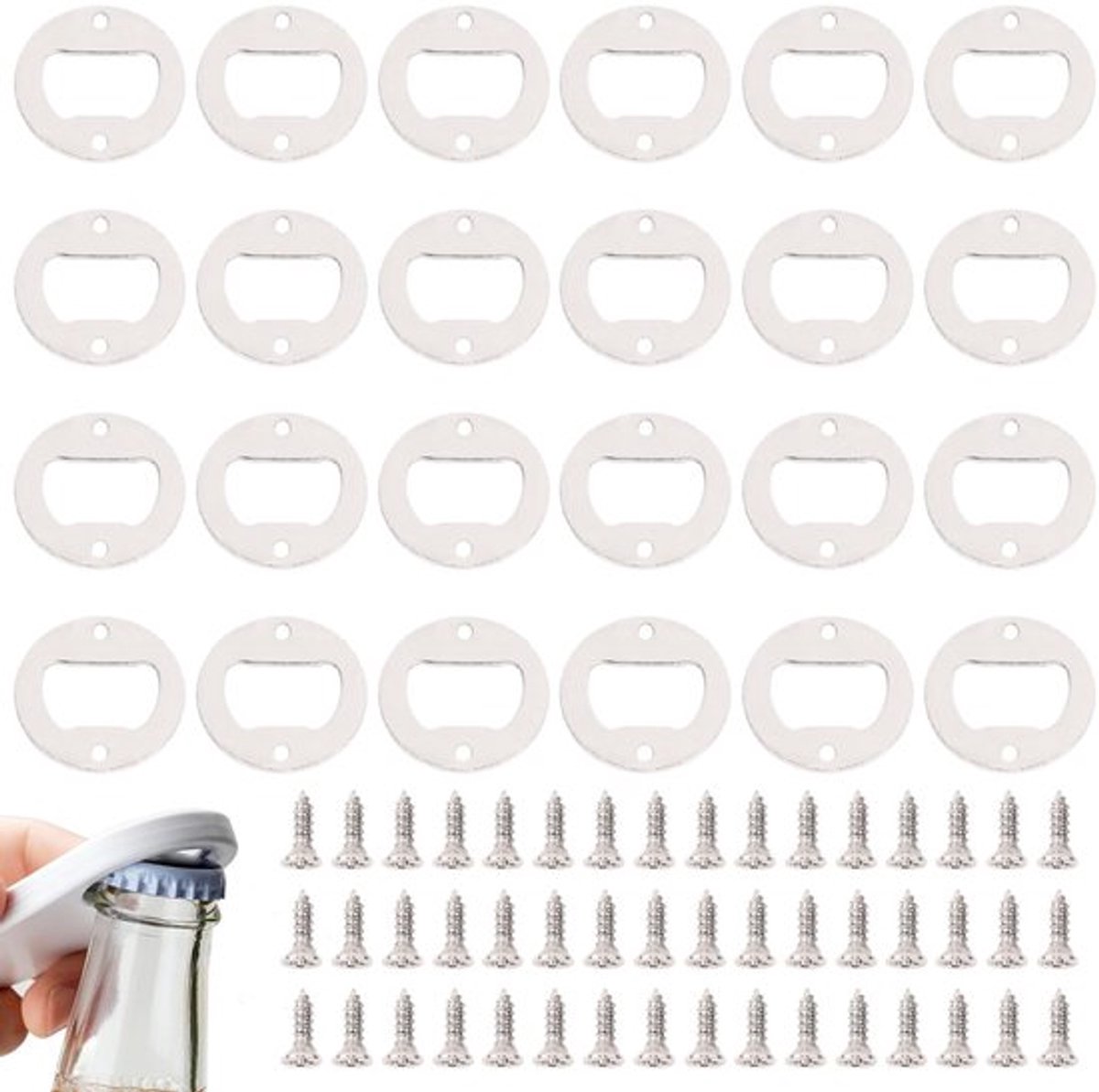Allecto - Flessenopener-inzetstukken - Bieropener - 24 Stuks - Zilver