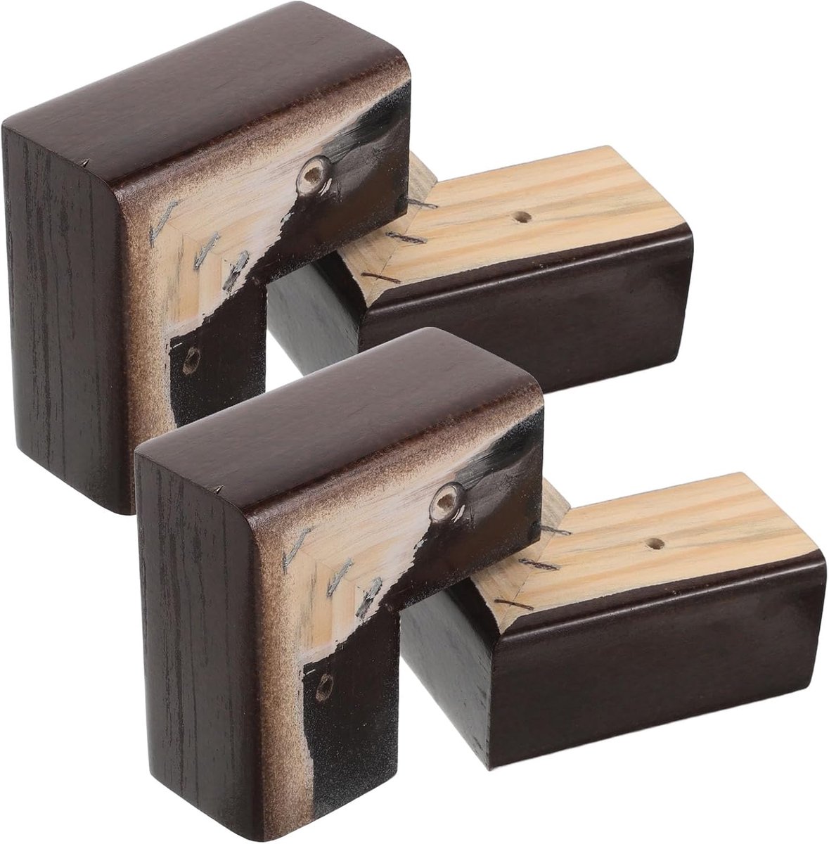 Houten Meubelverhogers - Bankpoten Sofa - Meubels Verstellen - Massief Hout - 10x10x4.8cm - Bruin