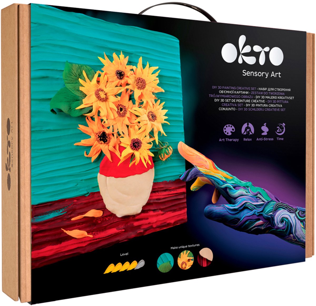 OKTO Sensory Art 3D - Zonnebloemen - Luchtdrogende klei - 30x40cm - 14+
