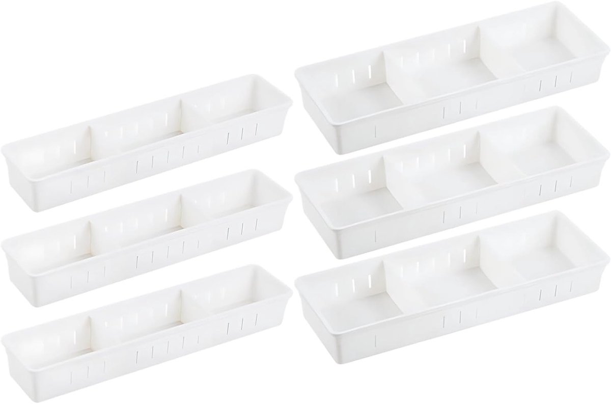 Make-up organizer set van 6 stuks voor bureaulades, met verdelers voor optimale indeling, ideaal voor make-up en keukengerei, wit