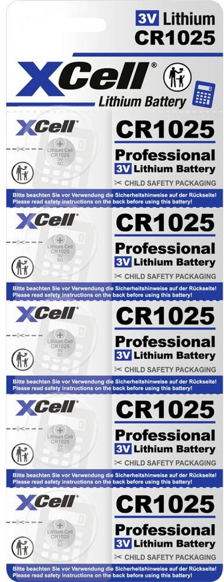XCell Knoopcel CR1025 3 V 5 stuk(s) 25 Lithium