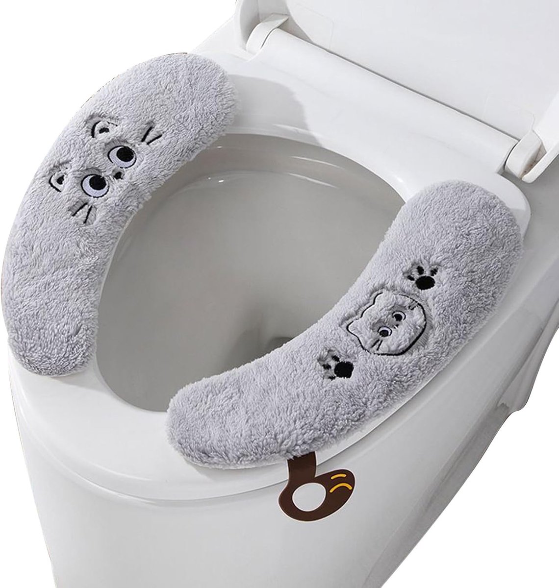 Toiletzitting Hoezen - Warme Zitting - Comfort in de Kou - Zachte Pluche Stof - 1 Paar - Grijs