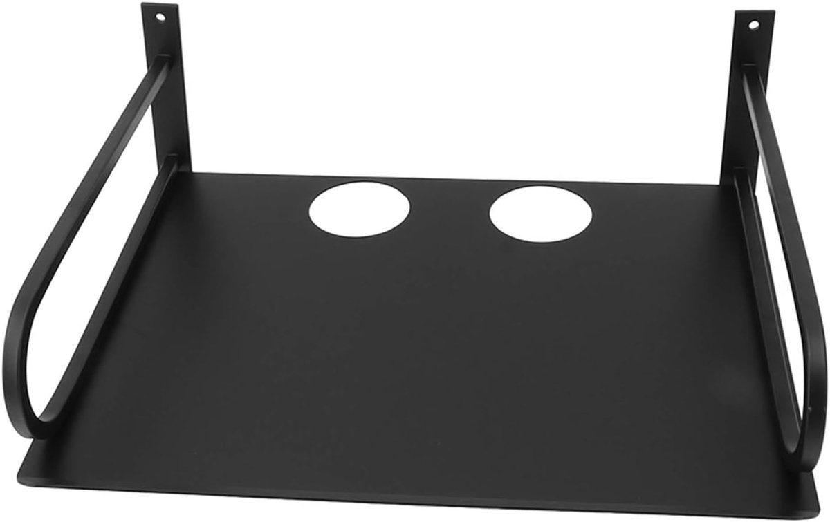 Wandmontage Plank - Zwevende Houder - Apparatuur Organiseren - Aluminium Constructie - 36 x 27 cm - Zwart