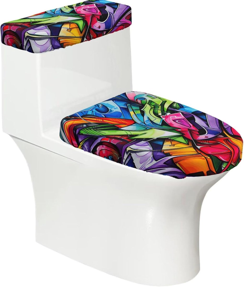 Toiletzitting hoezen - Wc-bril decoratie - Badkamer opfrissen - Elastische pasvorm - 2 stuks - Zwart