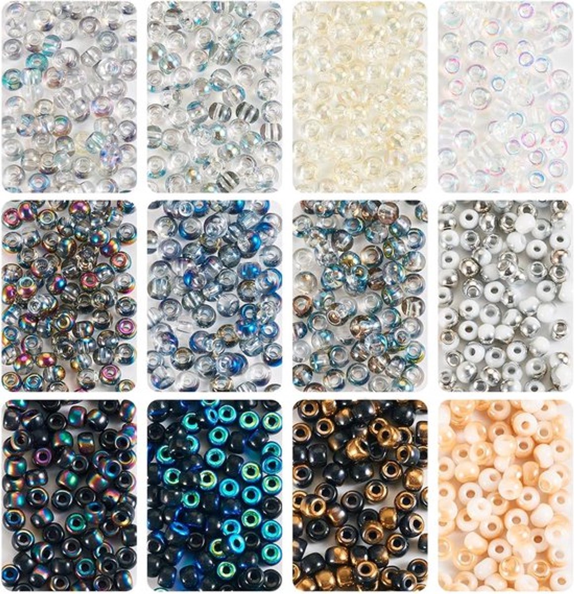 Inovra Plus - Glazen rocailles in 12 stijlen - 120g bulkverpakking voor sieraden