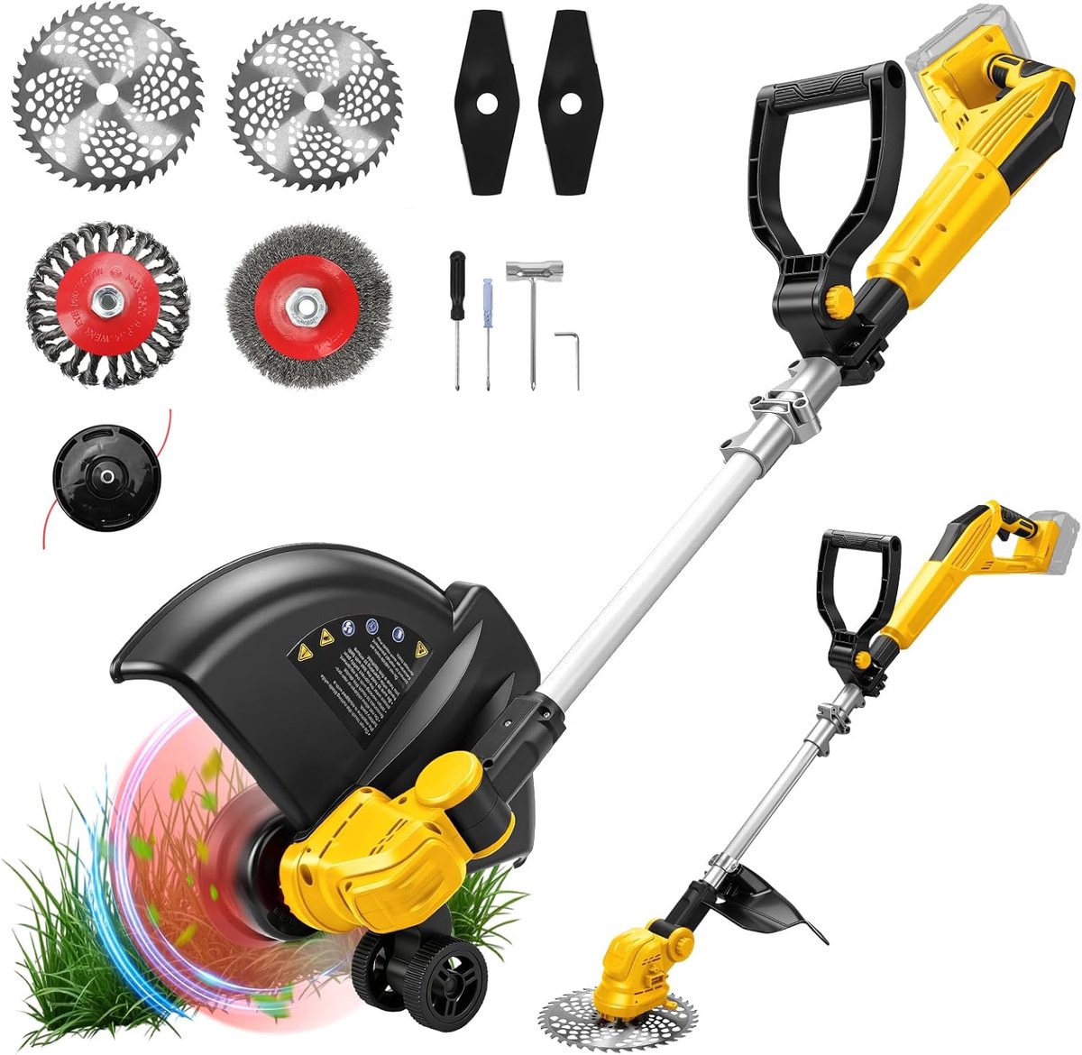 Accutrimmer 3-in-1 - Elektrische trimmer randen - Tuinonderhoud - Borstelloze motor - 30cm maaibreedte - Blauw