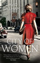 Couverture du livre 'City of Women' avec une femme en robe rouge, dos au spectateur, avec un drapeau nazi en arrière-plan.