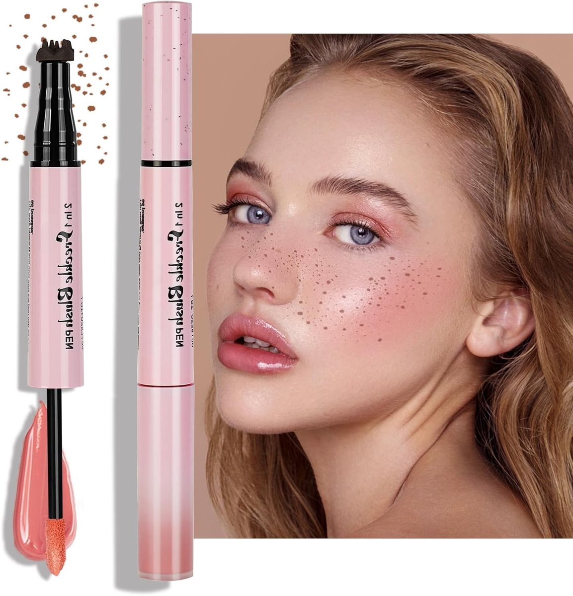 2-in-1 Freckle Pen en Blush voor Natuurlijke Make-up, Waterproof en Sneldrogend, Realistische Vlekken en Vloeibare Blush voor een Zonovergoten Look