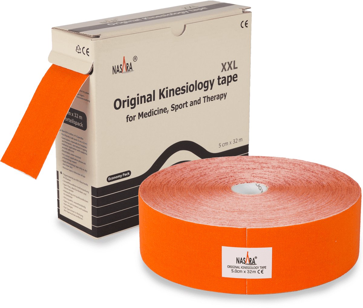 Nasara kinesio tape - Oranje | Extra voordelige grote rol | 32 meter