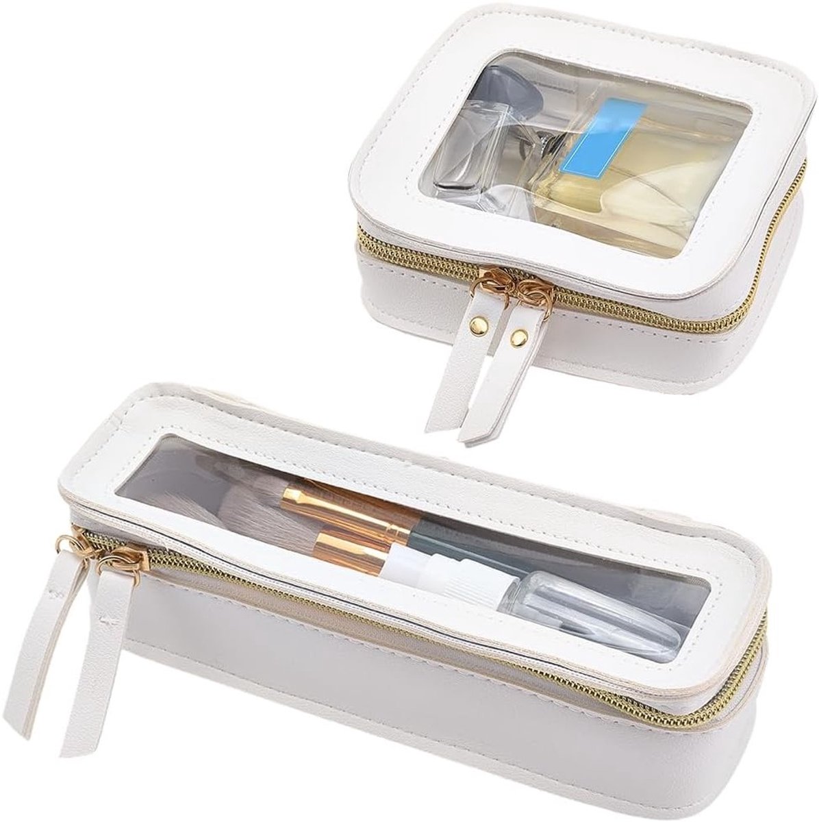 Transparante Make-up Tassen in 2 Maten - Draagbare Waterdichte Cosmetica Organizer met Rits voor Lippenstift en Schoonheidsproducten