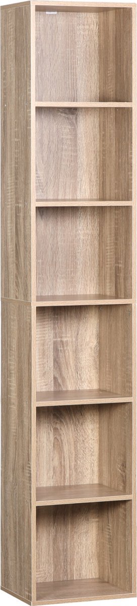 Boekenkast 30x23.5x158.4cm - Hout, 6 Vakken en Boekenrek - Voor Dagelijks Gebruik, Thuis en Professioneel Gebruik