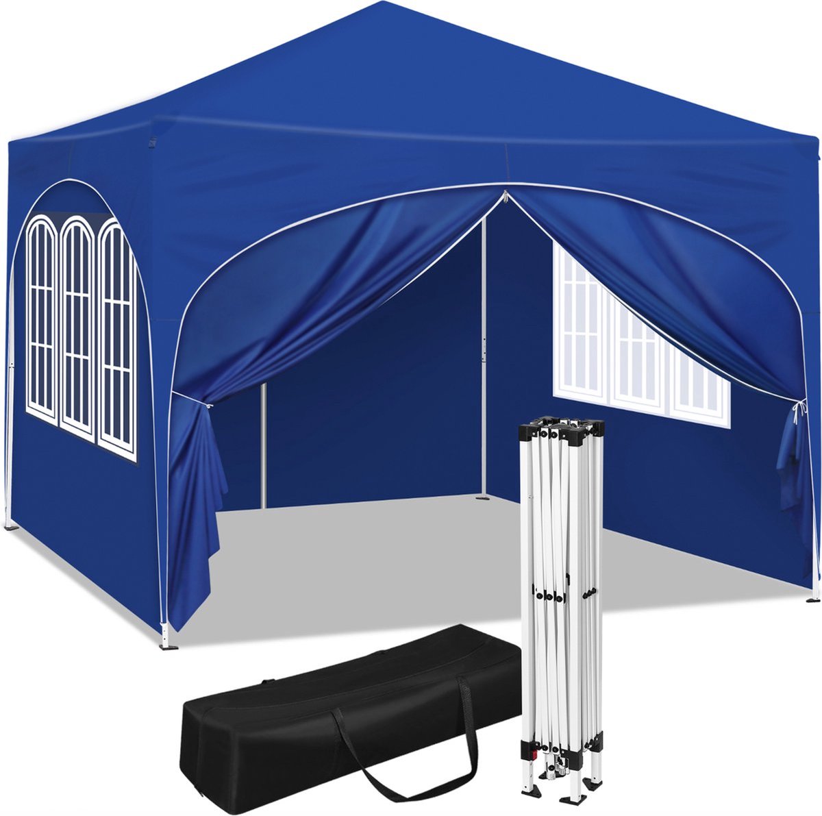 Pop-Up Feesttent 3x3 m - Waterdicht Tuinpaviljoen met Gazebo en Luifel voor Markt, Evenementen en Tuin