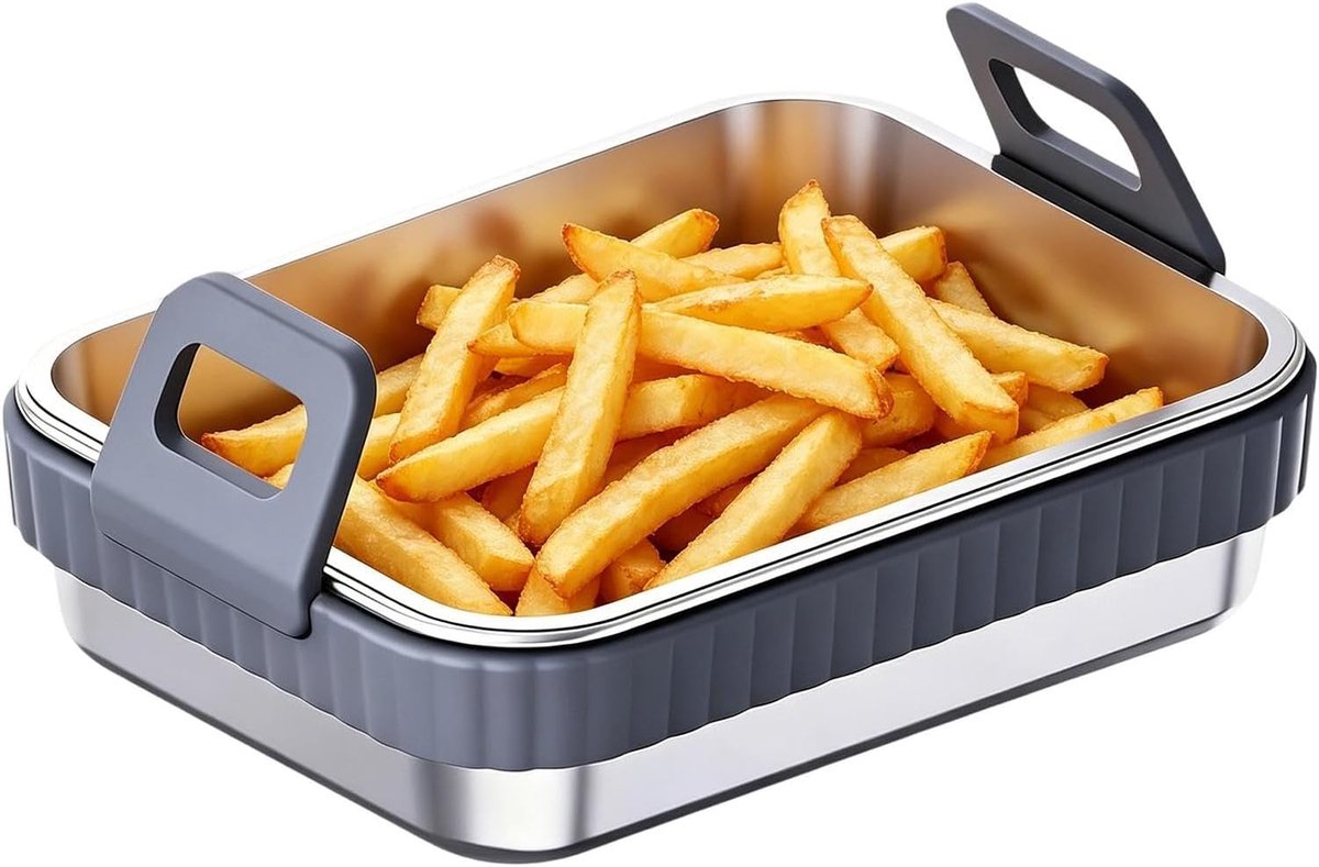 Airfryer Bakpan - Oven Schaal - Gezond Koken - Hittebestendig Ontwerp - 19.5 x 15 cm - Grijs