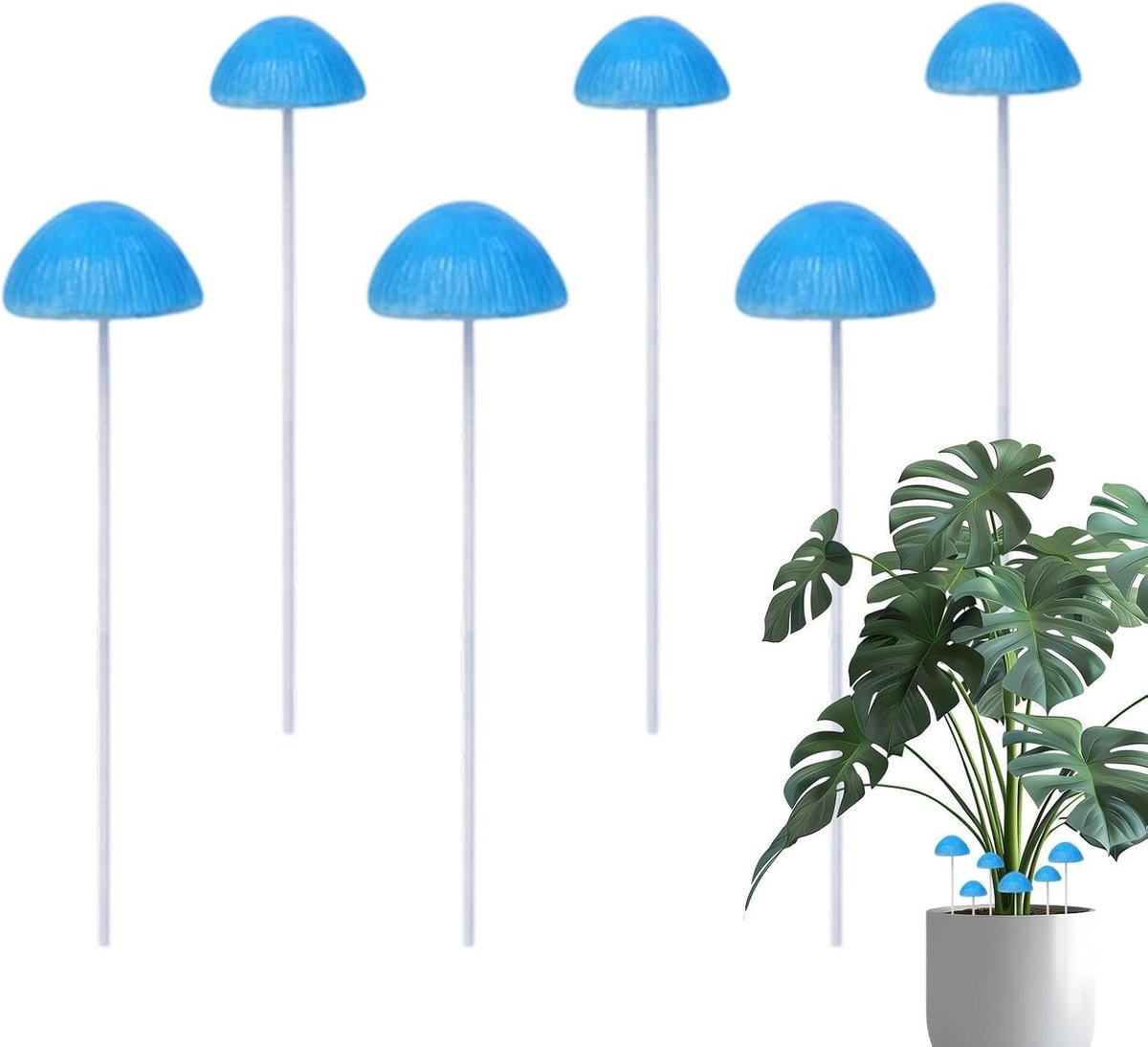 Hars Paddestoelen - Tuindecoratie Miniatuur - Feeëntuin Creëren - Weerbestendige Hars - 6 Stuks - Blauw