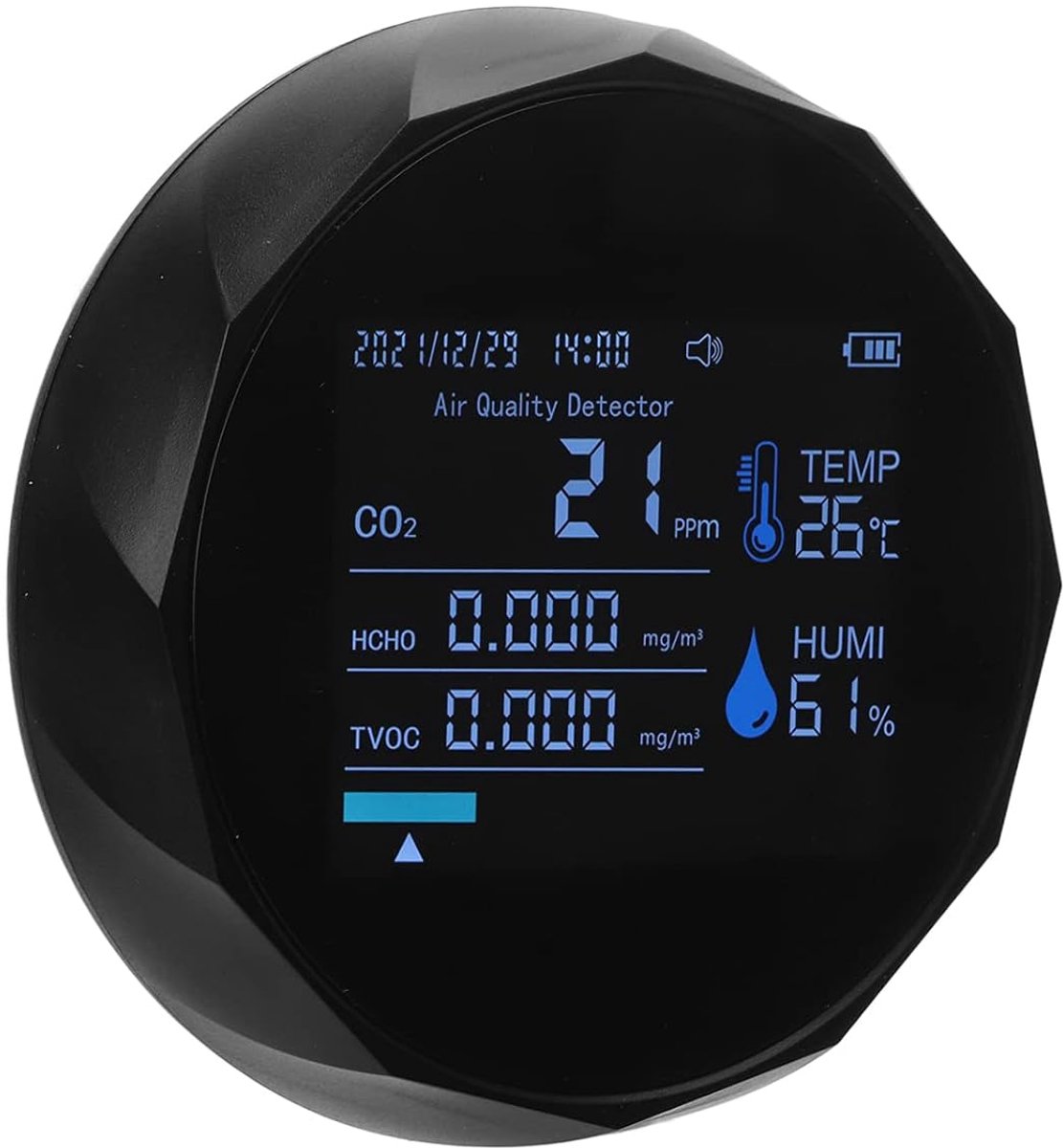 Luchtkwaliteitsmonitor - CO2 detector - Binnenlucht controle - 7-in-1 display - 400-6000 PPM - Zwart