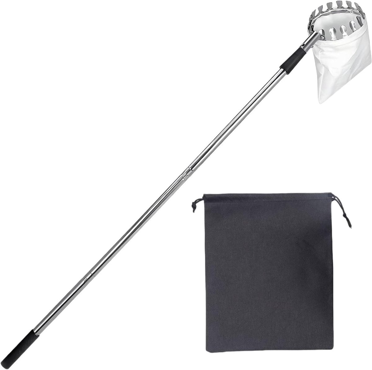 Fruitboomplukker Uitschuifbaar - Fruit Grijper - Fruit Oogsten - Roestvrij Staal - Tot 160 cm - Zilver