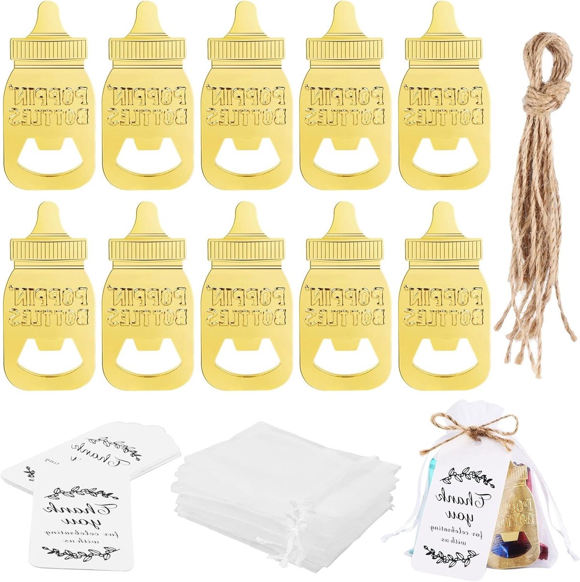 10 Stuks Flessenopeners in Babyfles Vorm voor Babyshower, Doopfeest en Verjaardagsfeesten, Perfecte Gastgeschenken en Herinneringen