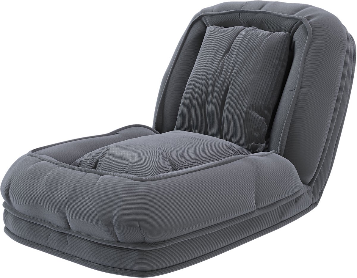 Slaapbank - Opvouwbare slaapbank - Multifunctionele ligstoel - Verstelbare rugleuning - Inclusief kussen - Zetelbed - Comfortabele 2-in-1 bank en bed - Grijs