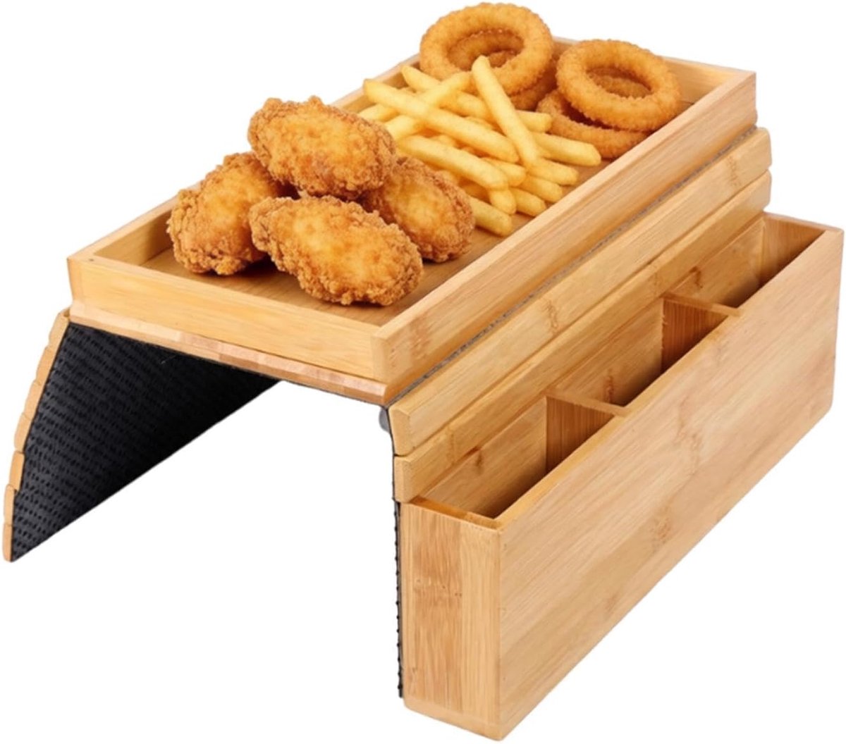 Armleuning Tafel - Bank Dienblad - Drinken en Eten - Opvouwbaar en Antislip - 46 cm Breed - Houtkleur