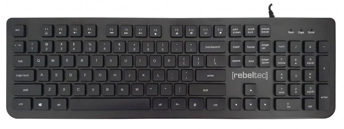 Rebeltec Solidero Serie - Bedraad Toetsenbord - Multimediale Functies - USB Verbinding - Zwart