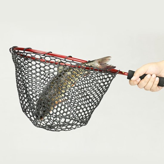 Vis schepnet - Net voor vissen - Vis vangen - Haak- en knoopvrij - 45 cm lang - Rood — afbeelding 2