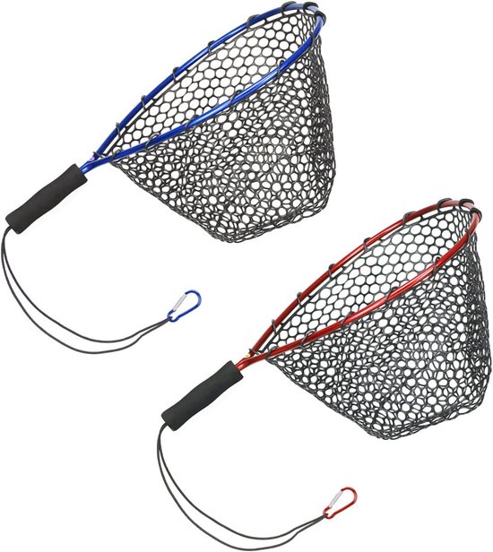 Vis schepnet - Net voor vissen - Vis vangen - Haak- en knoopvrij - 45 cm lang - Rood — afbeelding 5