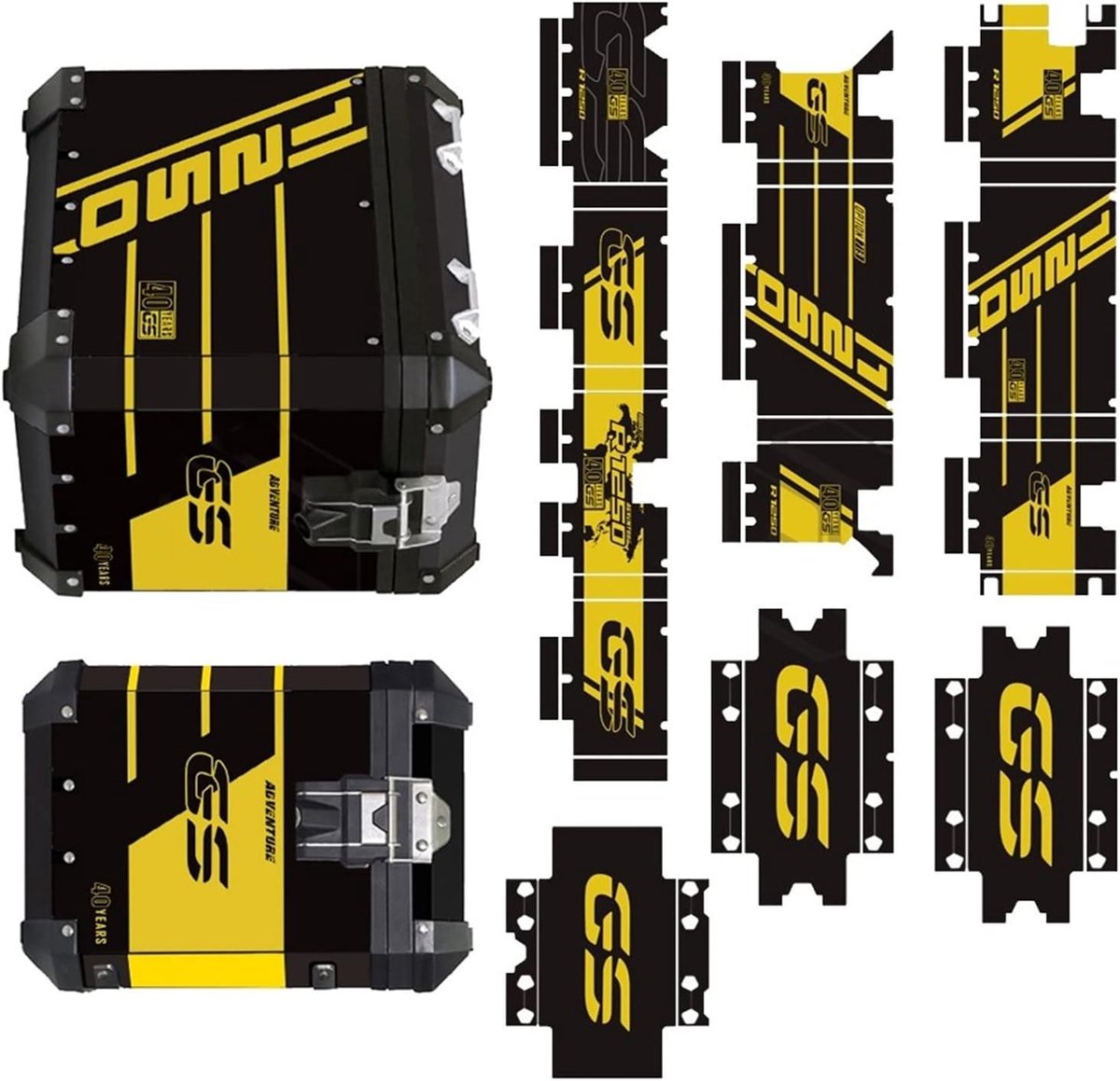 Reflecterende Sticker Set - Aluminium Doos Decals - Motor Bescherming - Krasbestendig Waterdicht - 1 Set - Geel