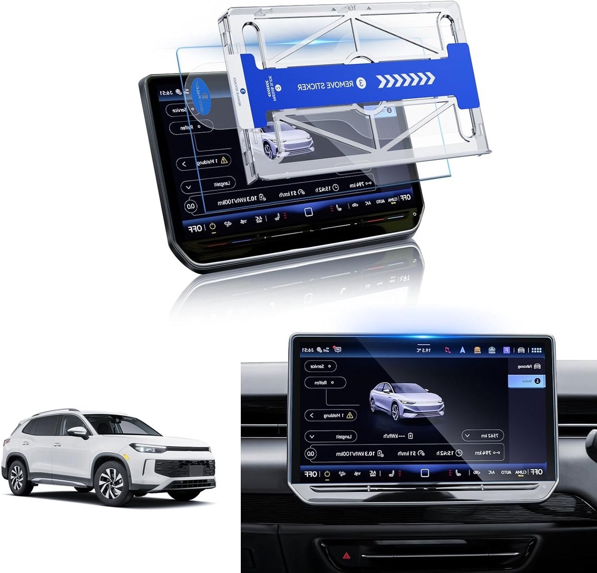 Compatibele 15 inch displaybeschermfolie voor VW Tiguan 2024-2026 | 9H glas, GPS en navigatie accessoires met installatiekit