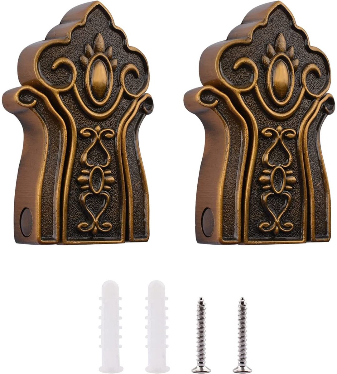 Dailygoods- Opvouwbare Haakjes - Antieke Wandhaken - Ruimtebesparend - Stevig Aluminium - Decoratief Patroon - Set van 2 Stuks - Wandhaak